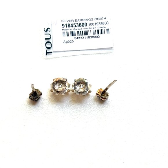 3638 TOUS ONYX AND SILVER EARRINGS JEWELRY - Picture 3 of 4